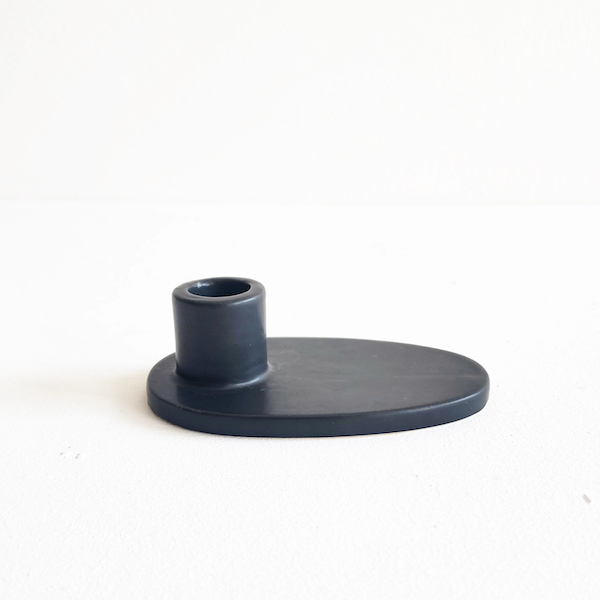 Ceramic Wabi Sabi Egg Candle Holder  - Black